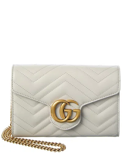 Gucci Gg Marmont Matelasse Leather Wallet On Chain In Nude