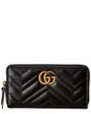 Gucci Gg Marmont Matelasse Leather Zip Around Wallet In Black