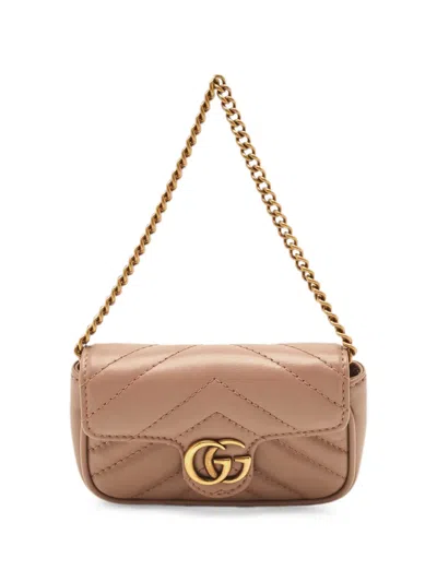 Pre-owned Gucci Gg Marmont Matelassé Mini Bag In Neutral
