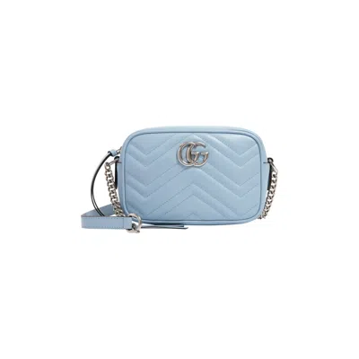 Pre-owned Gucci Gg Marmont Matelassé Mini Bag 'pastel Blue'