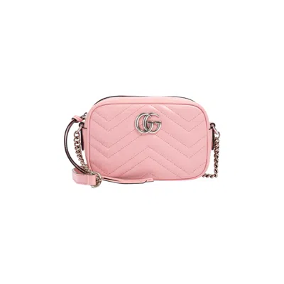 Pre-owned Gucci Gg Marmont Matelassé Mini Bag 'wild Rose' In Pink