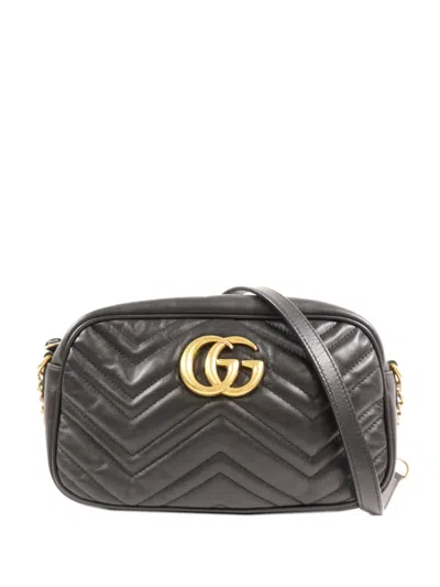 Pre-owned Gucci Gg Marmont Matelassé Shoulder Bag In Black