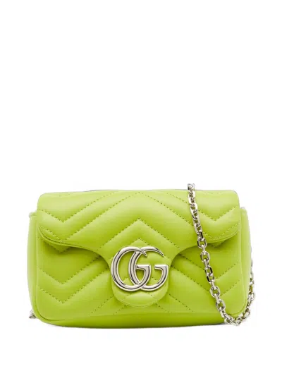 Pre-owned Gucci Gg Marmont Matelassé Shoulder Bag In Green