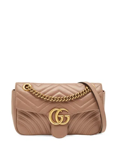Pre-owned Gucci Gg Marmont Matelassé Shoulder Bag In Neutral