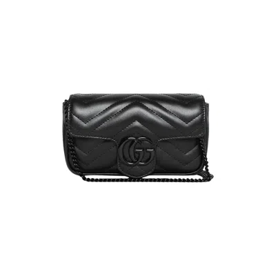 Pre-owned Gucci Gg Marmont Matelasse Super Mini Bag 'black'