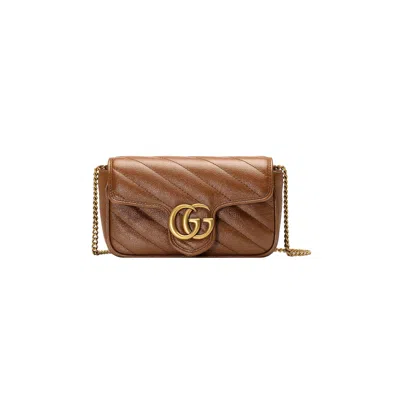 Pre-owned Gucci Gg Marmont Matelassé Super Mini Bag 'brown'