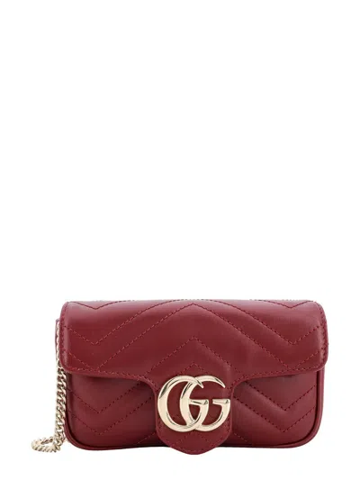Gucci Gg Marmont Matelassé Super Mini Shoulder Bag In Rosso Ancora