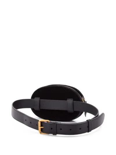 Pre-owned Gucci Gg Marmont Matelasse Velvet Belt Bag In Black