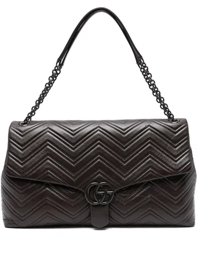 Gucci Gg Marmont Maxi Leather Shoulder Bag In Brown