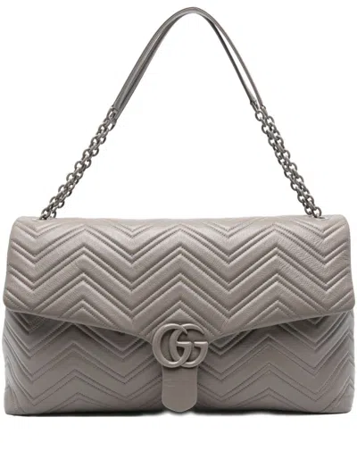 Gucci Gg Marmont Maxi Leather Shoulder Bag In Gray