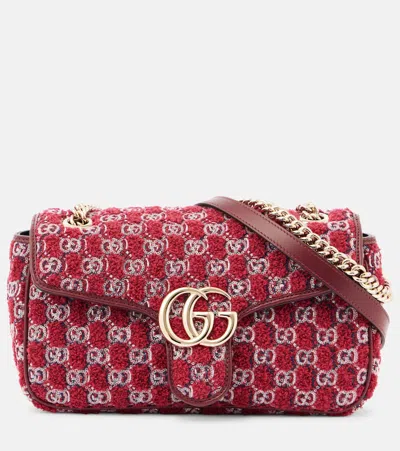 Gucci Gg Marmont Medium Bouclé Shoulder Bag In Red