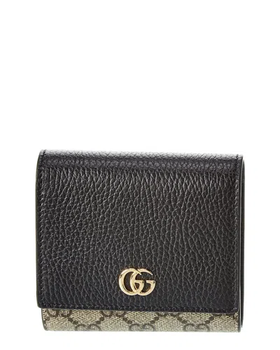 Gucci Brown Medium Gg Marmont Wallet In Black