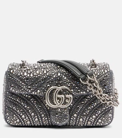 Gucci Gg Marmont Medium Leather Shoulder Bag In Silver