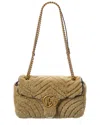Gucci Women Beige Shearling Small Marmont Shoulder Bag In Beige