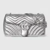 Gucci Gg Marmont Medium Shoulder Bag In Silver