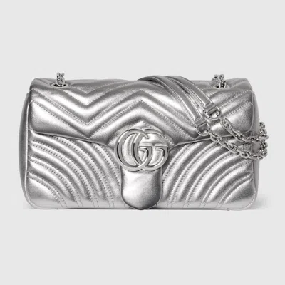 Gucci Gg Marmont Medium Shoulder Bag In Silver