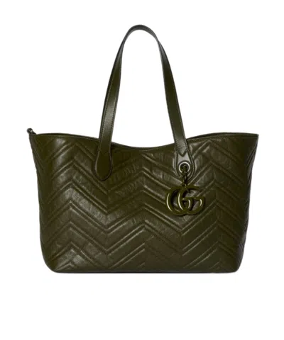 Gucci Mittelgrosser Gg Marmont Shopper In Green