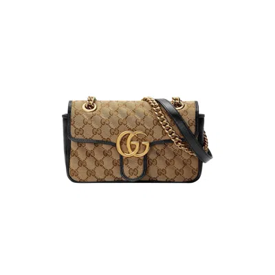 Pre-owned Gucci Gg Marmont Mini Bag 'beige Ebony/nero' In Tan