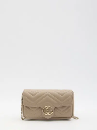 Gucci Gg Marmont Mini Bag With Cardholder In Sand