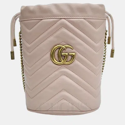 Pre-owned Gucci Gg Marmont Mini Bucket Bag In Pink