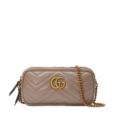 Gucci Gg Marmont Mini Chain Bag In Brown
