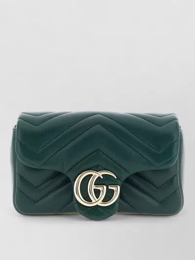 Gucci Gg Marmont Mini Chain Shoulder Bag In Green