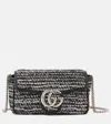 Gucci Gg Marmont Mini Embellished Tweed Shoulder Bag In Black