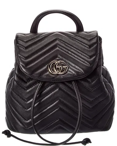 Gucci Gg Marmont Mini Leather Backpack In Black