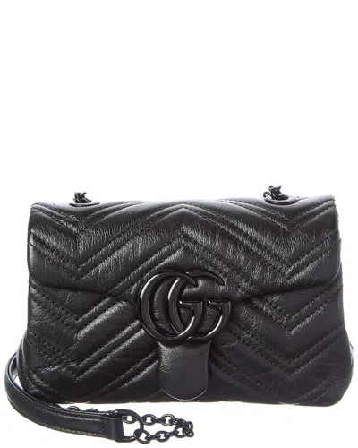 Gucci Gg Marmont Mini Leather Shoulder Bag In Black