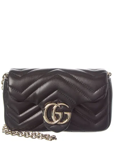 Gucci Gg Marmont Mini Leather Shoulder Bag In Purple