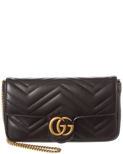 Gucci Gg Marmont Mini Leather Shoulder Bag In Black