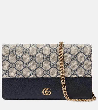 Gucci Gg Marmont Mini Leather Shoulder Bag In Blue