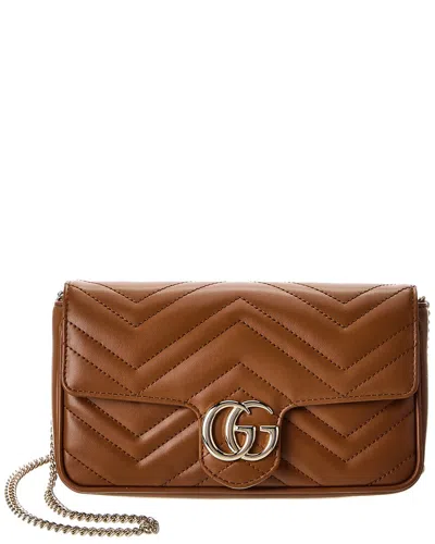 Gucci Gg Marmont Mini Leather Shoulder Bag In Brown