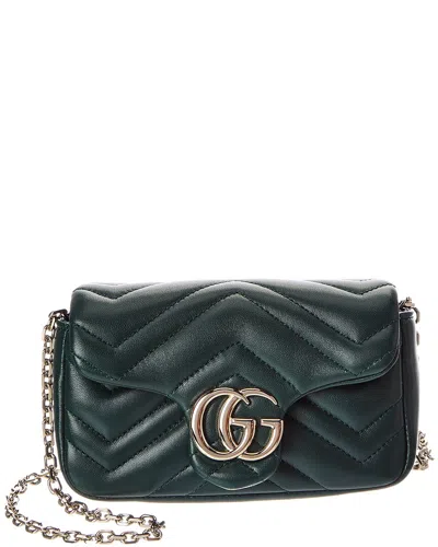 Gucci Gg Marmont Mini Leather Shoulder Bag In Green