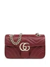 Gucci Gg Marmont Small Leather Shoulder Bag In Red
