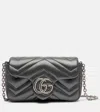 Gucci Gg Marmont Mini Leather Shoulder Bag In Silver