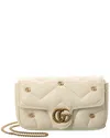 Gucci Small Gg Marmont Leather Shoulder Bag In White