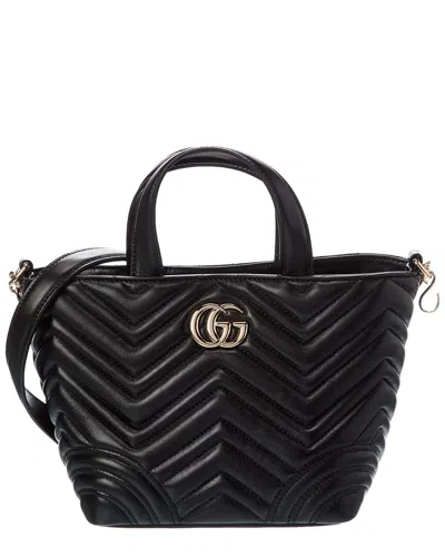 Gucci Gg Marmont Mini Leather Tote In Black
