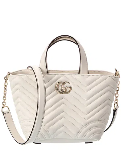 Gucci Gg Marmont Mini Leather Tote In White