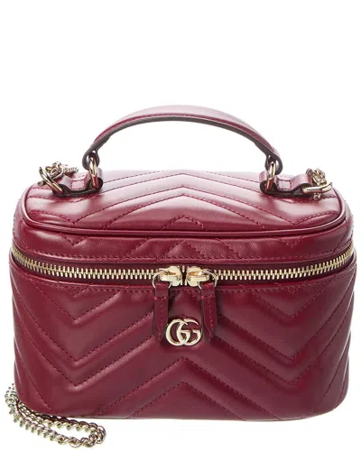 Gucci Gg Marmont Mini Leather Vanity Bag In Red
