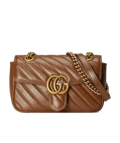 Gucci Gg Marmont Mini Matelassé Shoulder Bag In Brown