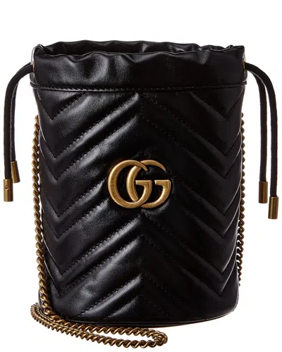 Gucci Gg Marmont Mini Matelasse Leather Bucket Bag In Black
