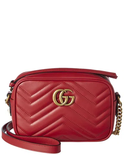 Gucci Gg Marmont Mini Matelasse Leather Camera Bag In Red
