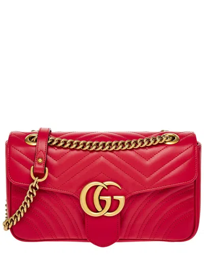 Gucci Gg Marmont Mini Matelasse Leather Shoulder Bag In Red
