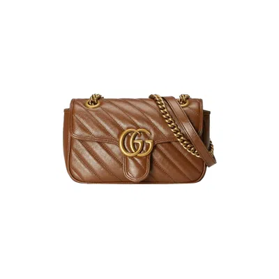 Pre-owned Gucci Gg Marmont Mini Matelassé Shoulder Bag 'brown'