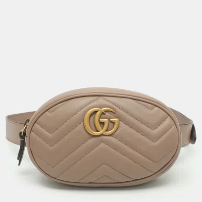 Pre-owned Gucci Gg Marmont Mini Old Rose Matelassé Leather Belt Bag In Pink