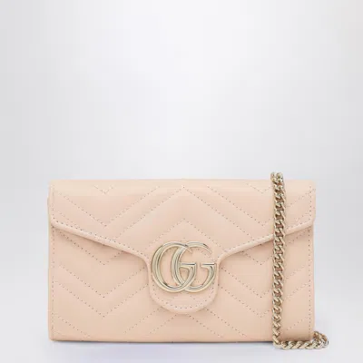 Gucci Gg Marmont Mini Pink Wallet With Chain