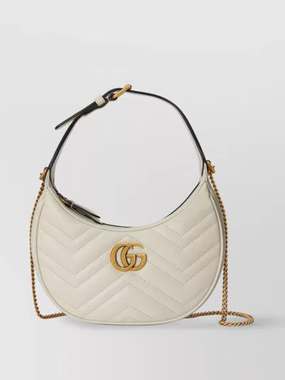 Gucci Gg Marmont Mini Leather Shoulder Bag In White