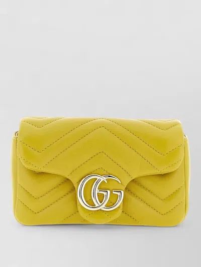 Gucci Gg Marmont Mini Shoulder Bag Chain Strap In Yellow