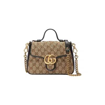 Pre-owned Gucci Gg Marmont Mini Top Handle Bag 'beige' | Tan | Women's Size Onesize